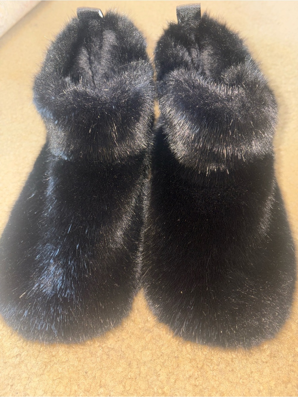 Victoria’s Secret Y2K Black Faux Fur Platform Slippers Slides Size 9/10